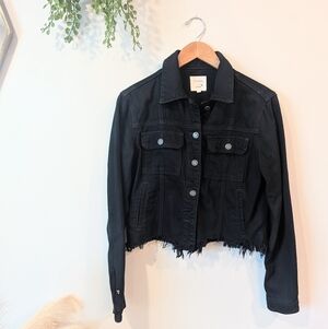Hidden Black Distressed Denim Jacket